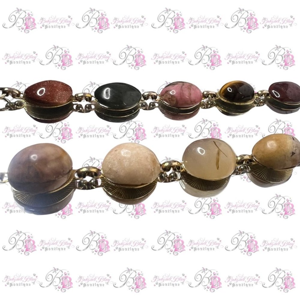 1940s scarab bracelet EGYPTIAN STYLE GOLD real gem stone healing crystals 💎⭐️ - Picture 10 of 12